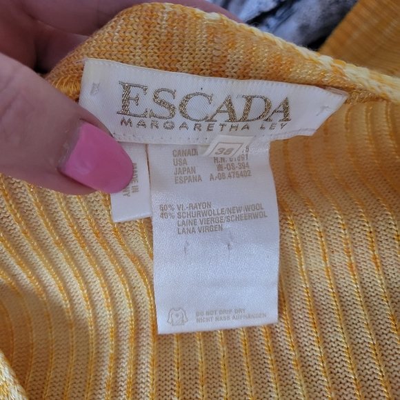 Escada Yellow Orange Long Cardigan Vintage 8 - Picture 7 of 9